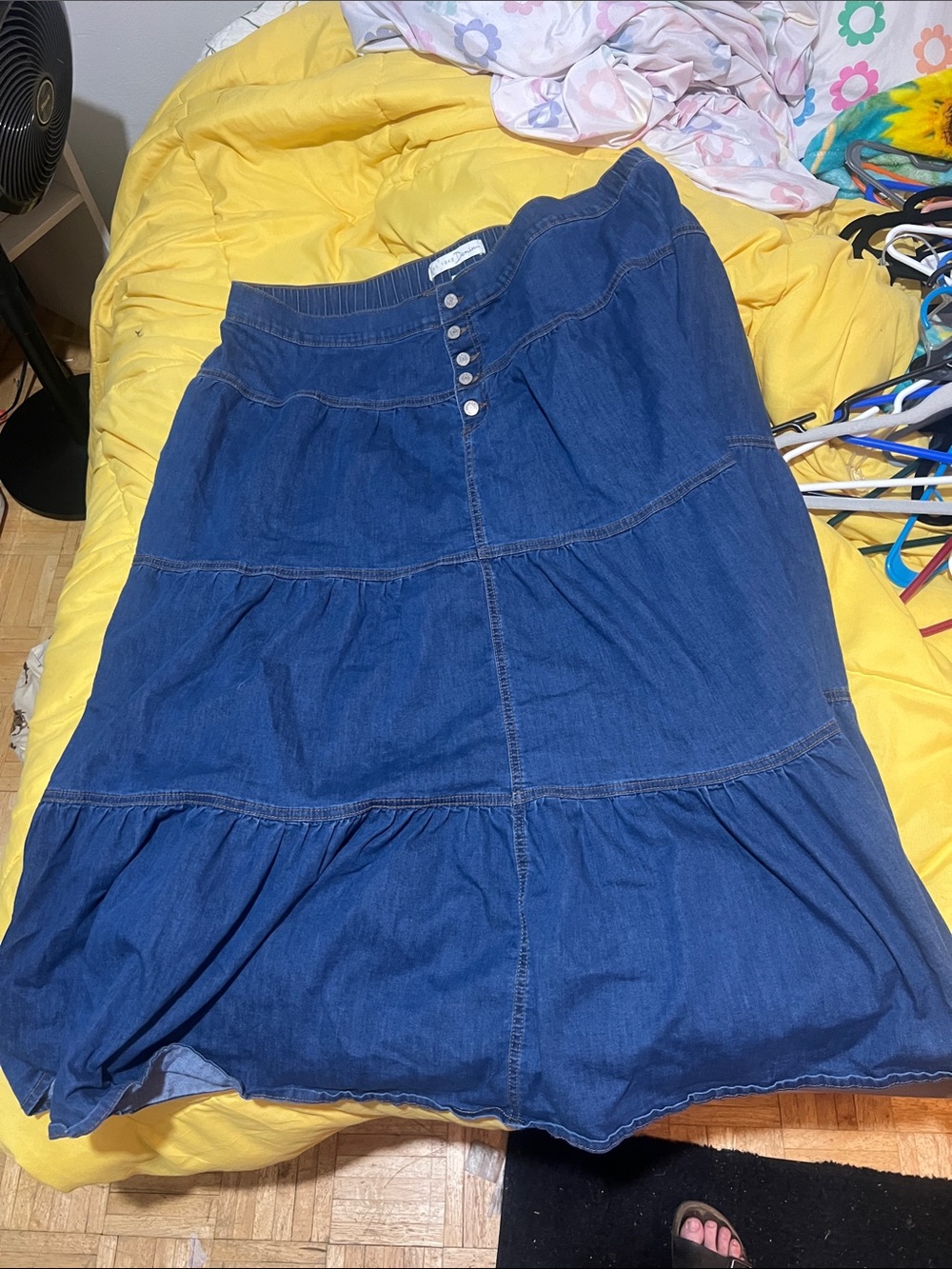 Cato Dark Blue Tiered Maxi Denim Skirt